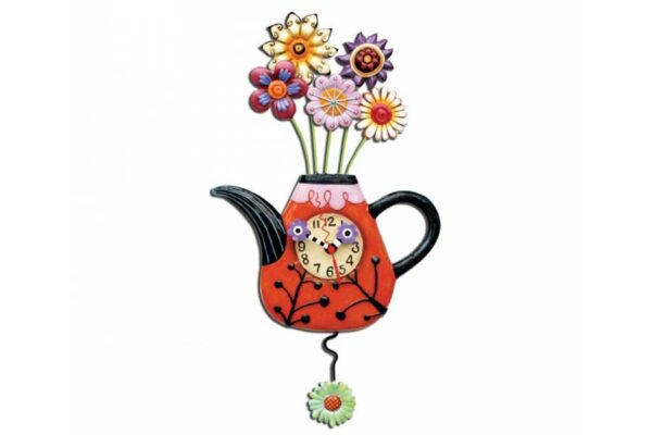 Reloj de péndulo "Tetera con margaritas"