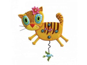 Reloj de péndulo "Gata rayas"