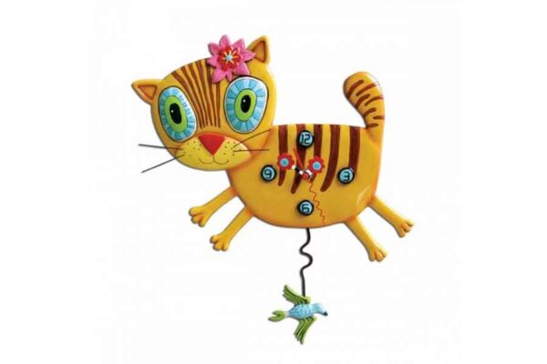 Reloj de péndulo "Gata rayas"